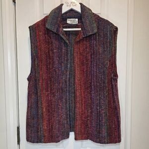 Vtg Elizabeth Jenkins Handwoven Chenille Vest  Southwestern Cottagecore Academia